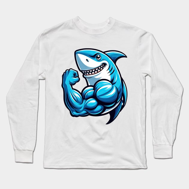 Muscular Shark: Power of the Ocean Long Sleeve T-Shirt by DefineWear